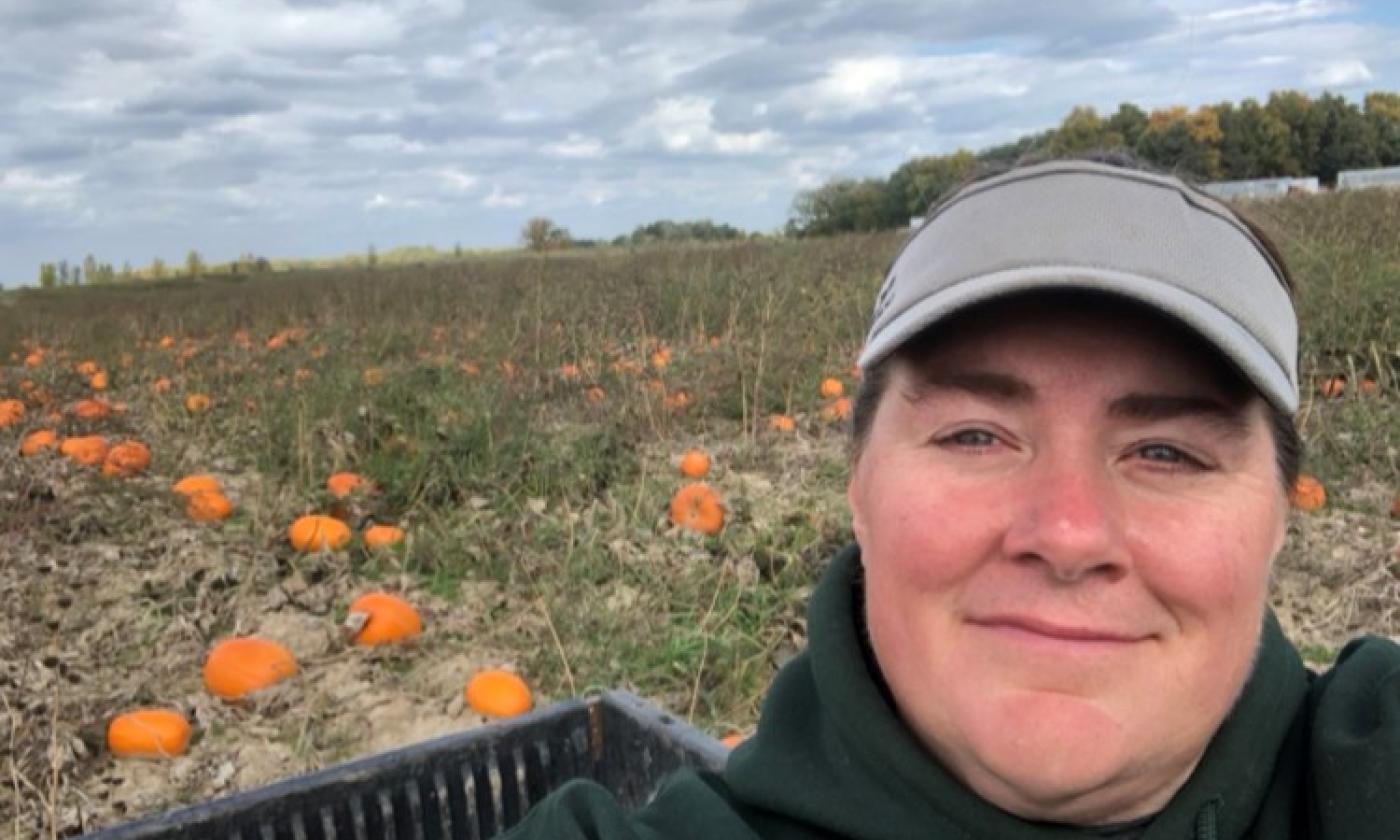 Martha in the pumpkin field