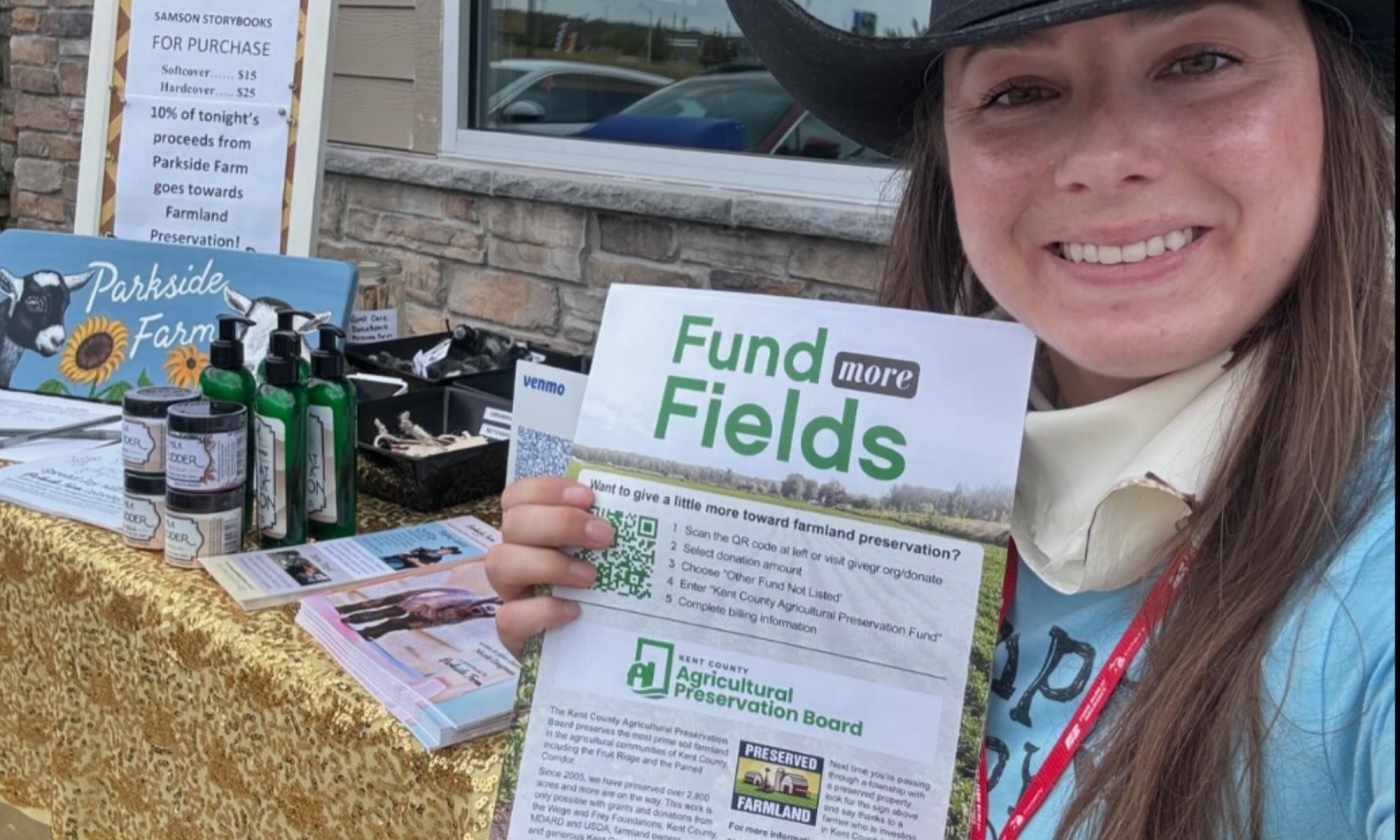 Nicole Zaagman works a table at the June 25 Culver's Share Night for Farmland Preservation.