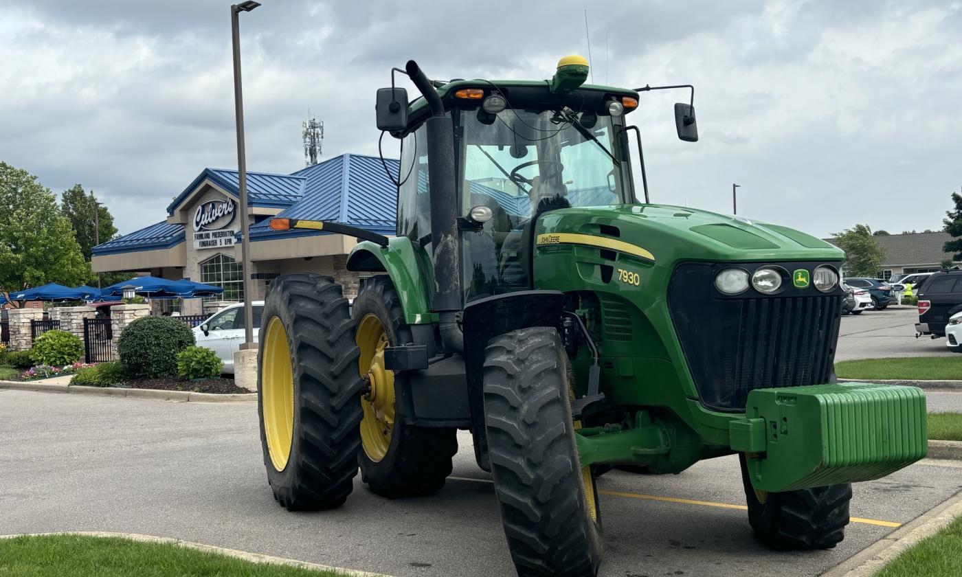 Tractor at a Culver's Share Night for Farmland Preservation.