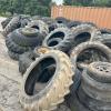 Agricultural tires waiting to be loaded onto the Environmental Rubber Recycling trailer.