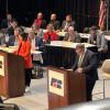 Kylee Zdunic-Rasch at the podium of the Michigan Farm Bureau State Annual Meeting.